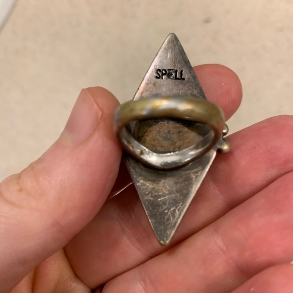 Spell gypsy two lovers brass ring 7 coral turquoise - Picture 10 of 10